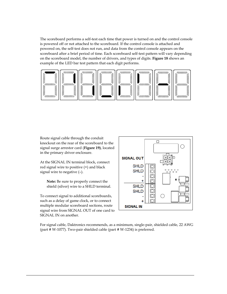 3 power-on self-test (post), 4 wired signal connection, Copper signal | Power-on self-test (post), Wired signal connection | Daktronics Outdoor LED Scoreboards Installation User Manual | Page 24 / 58