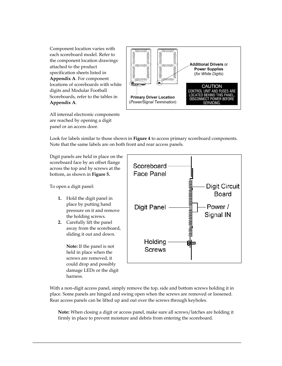 2 component locations & access, Component locations & access | Daktronics Outdoor LED Scoreboards Service Manual User Manual | Page 12 / 52