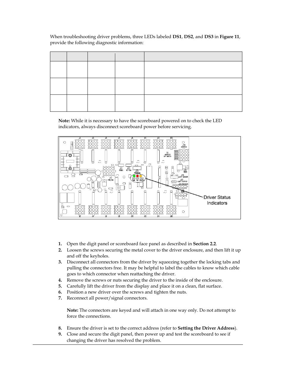 Replacing a driver | Daktronics Outdoor LED Scoreboards Service Manual User Manual | Page 16 / 52