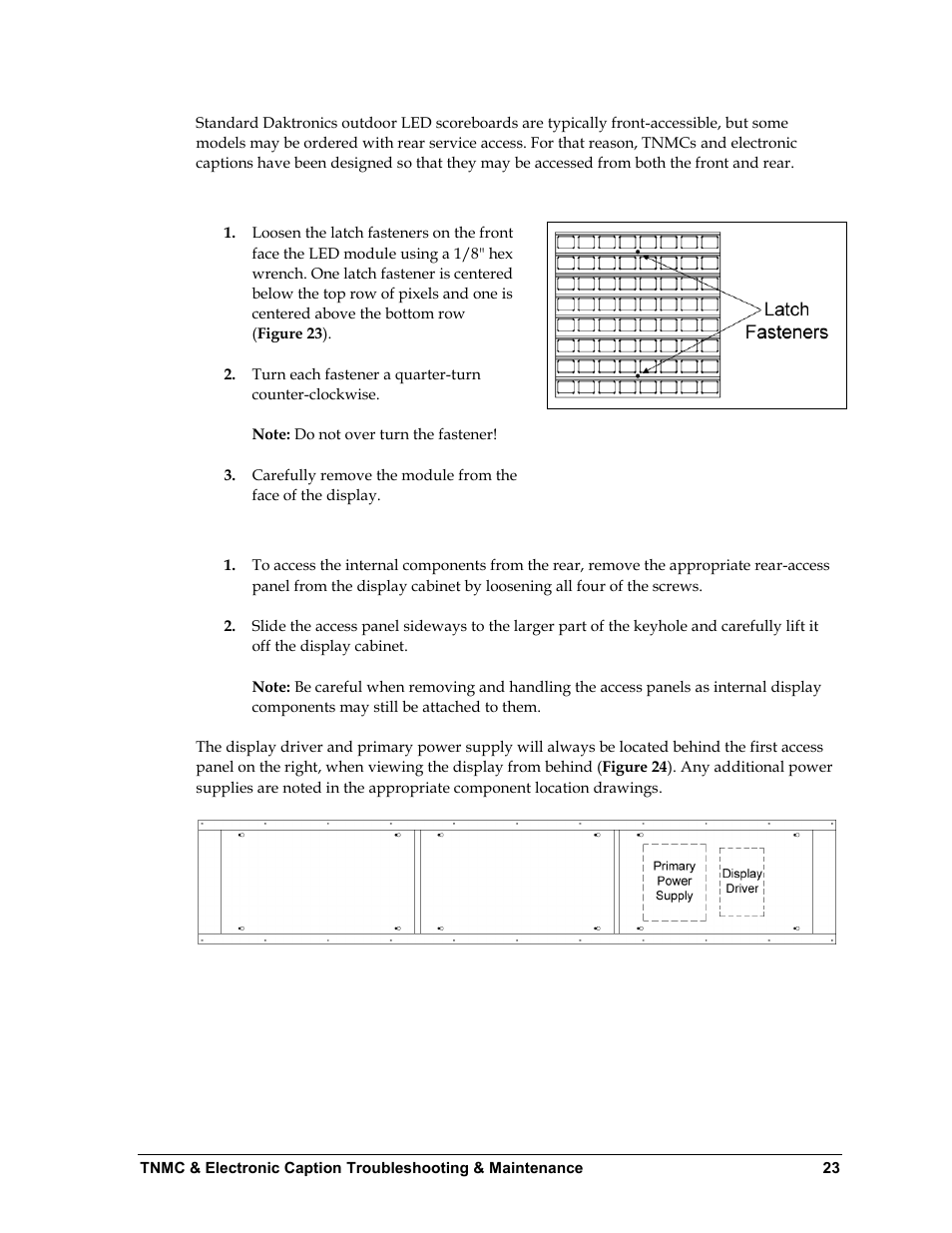 Front access, Rear access | Daktronics Outdoor LED Scoreboards Service Manual User Manual | Page 29 / 52