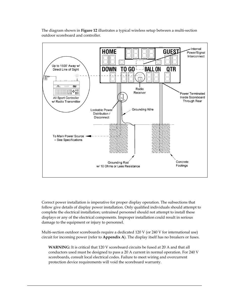 2 power, Power | Daktronics P1647 Multi-Section Outdoor LED Scoreboard User Manual | Page 18 / 44