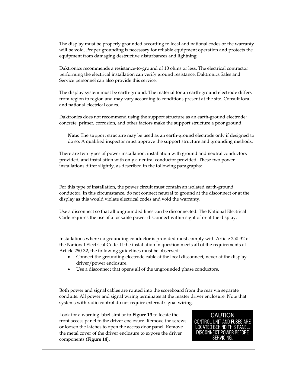 Grounding, Connection | Daktronics P1647 Multi-Section Outdoor LED Scoreboard User Manual | Page 19 / 44