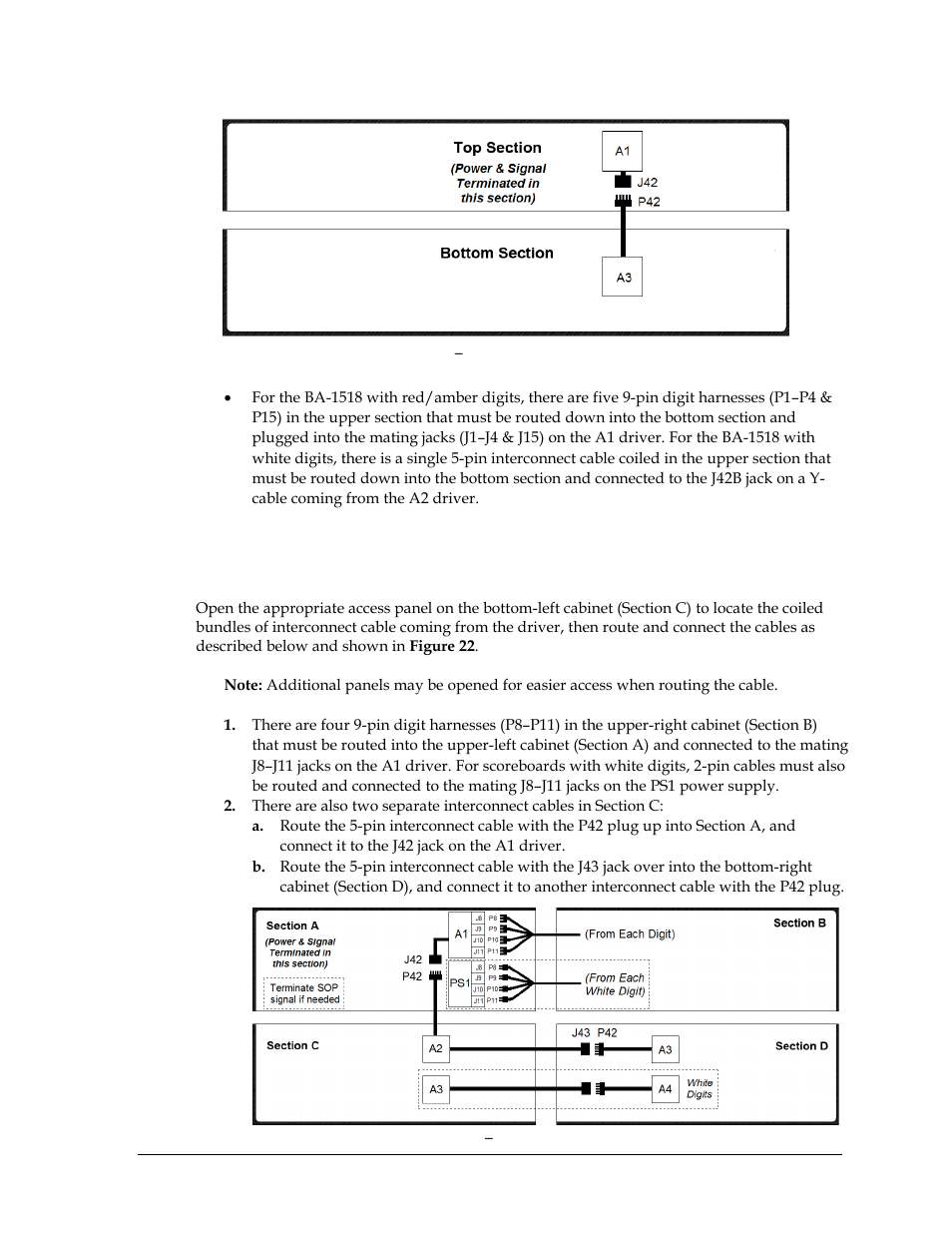 Four-section models, Ba-2026 & ba-2028 | Daktronics P1647 Multi-Section Outdoor LED Scoreboard User Manual | Page 23 / 44