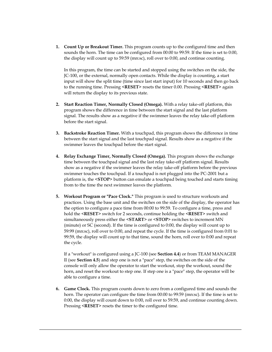 3 program operations, Program operations | Daktronics PC-2001 Pace Clock System User Manual | Page 17 / 40
