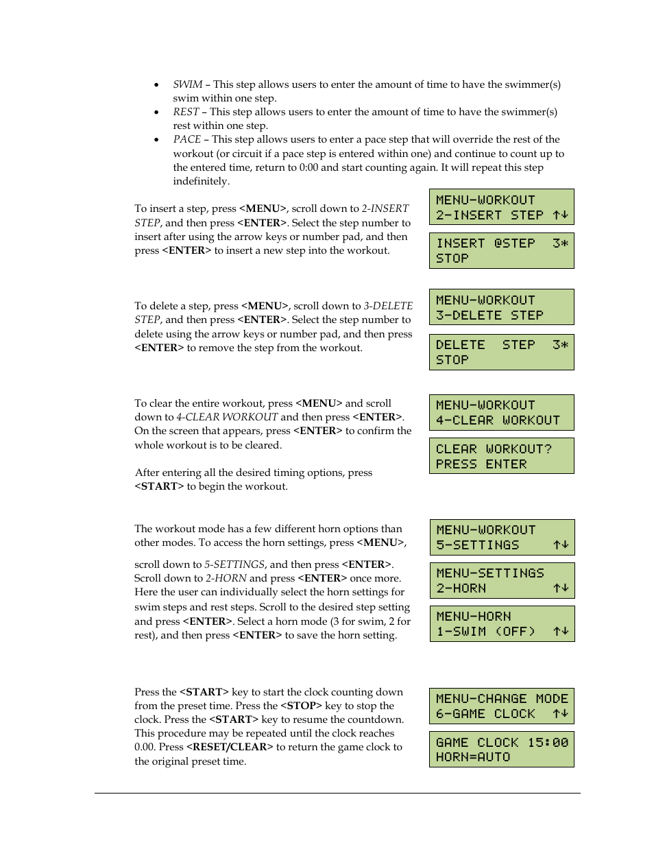 Horn, Mode #6: game clock | Daktronics PC-2001 Pace Clock System User Manual | Page 21 / 40