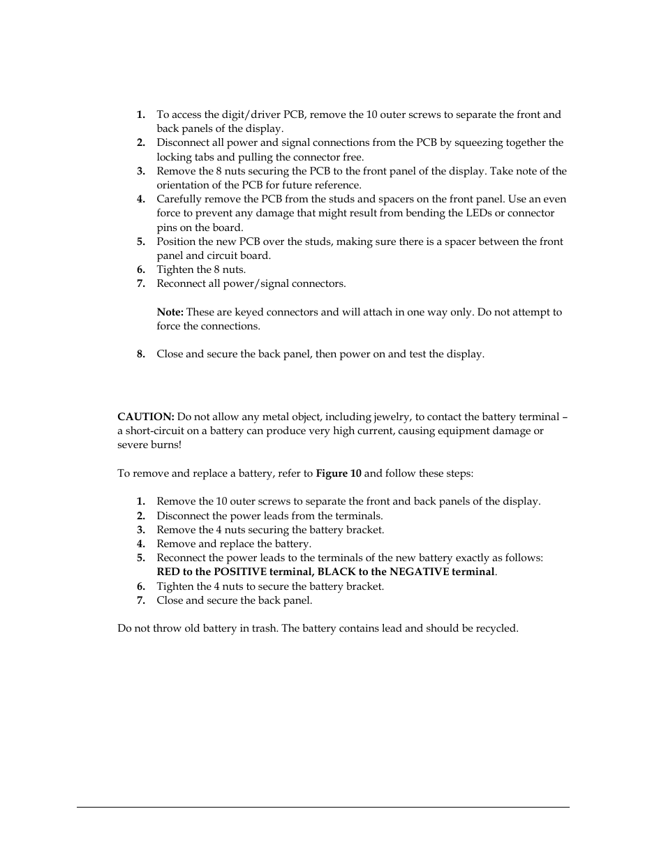 2 replacing the digit/driver printed circuit board, 3 replacing batteries, Replacing the digit/driver printed circuit board | Replacing batteries | Daktronics PC-2001 Pace Clock System User Manual | Page 26 / 40