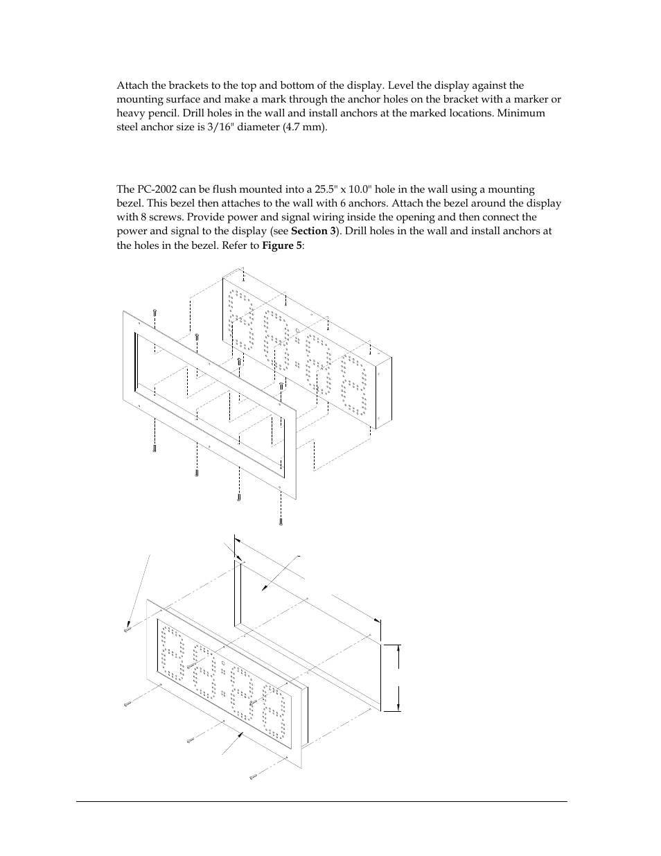 2 flush mounting, Flush mounting | Daktronics PC-2002 Pace Clock System User Manual | Page 10 / 32
