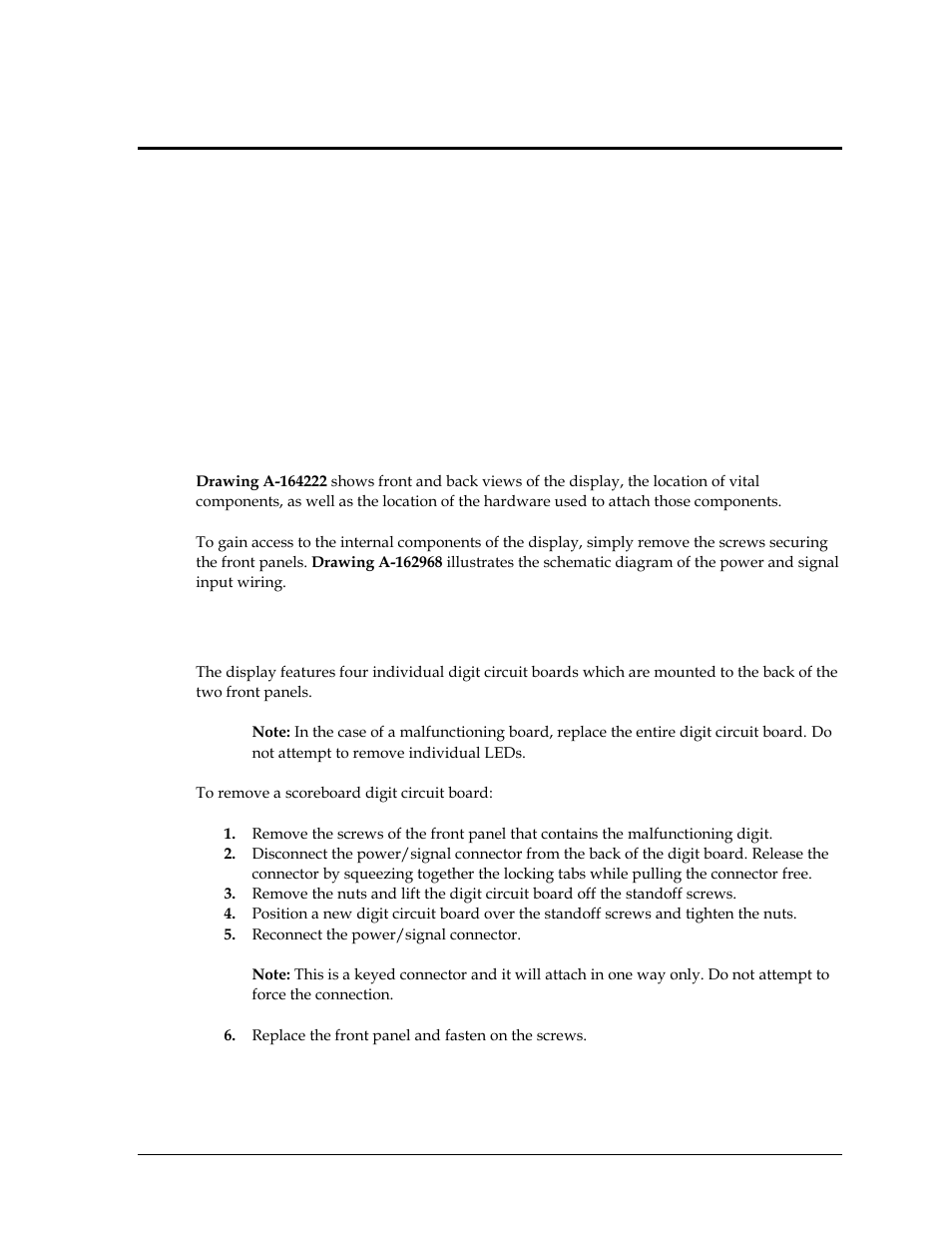 Section 4: maintenance & troubleshooting, 1 component location & access, 2 replacing digits | Section 4, Maintenance & troubleshooting, Component location & access, Replacing digits | Daktronics BB-114 Portable LED Basketball Scoreboard User Manual | Page 15 / 28