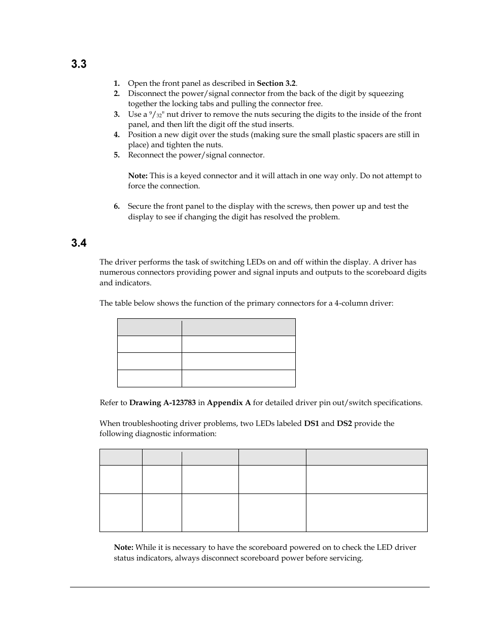 Replacing digits, Led drivers, N 3.4 ) | N 3.4 | Daktronics TI-2002 Portable LED Timer User Manual | Page 15 / 32