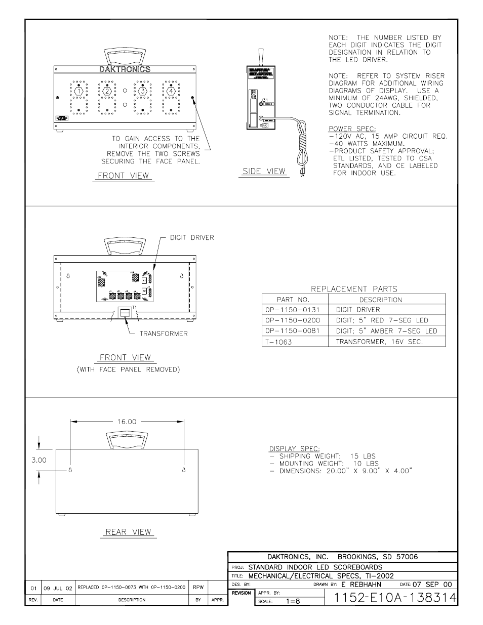 Daktronics TI-2002 Portable LED Timer User Manual | Page 26 / 32