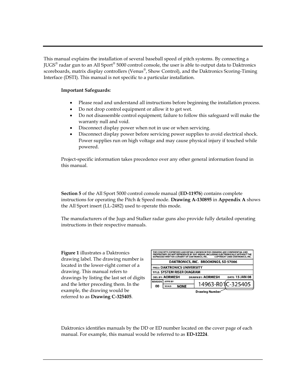 Section 1: introduction, 1 general pitch & speed information, 2 resources | Section 1, Introduction, General pitch & speed information, Resources | Daktronics Radar Gun Speed of Pitch Interface User Manual | Page 7 / 27