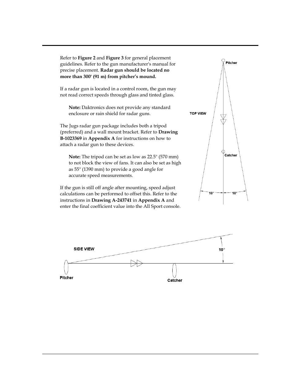 Section 2: radar gun placement & mounting, Section 2, Radar gun placement & mounting | Daktronics Radar Gun Speed of Pitch Interface User Manual | Page 9 / 27