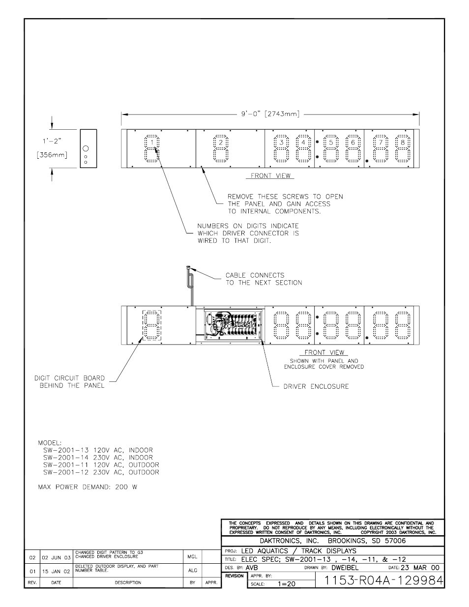 Daktronics LED Aquatics/Track Displays SW-2000 Series 10 Numeric Digit User Manual | Page 43 / 86