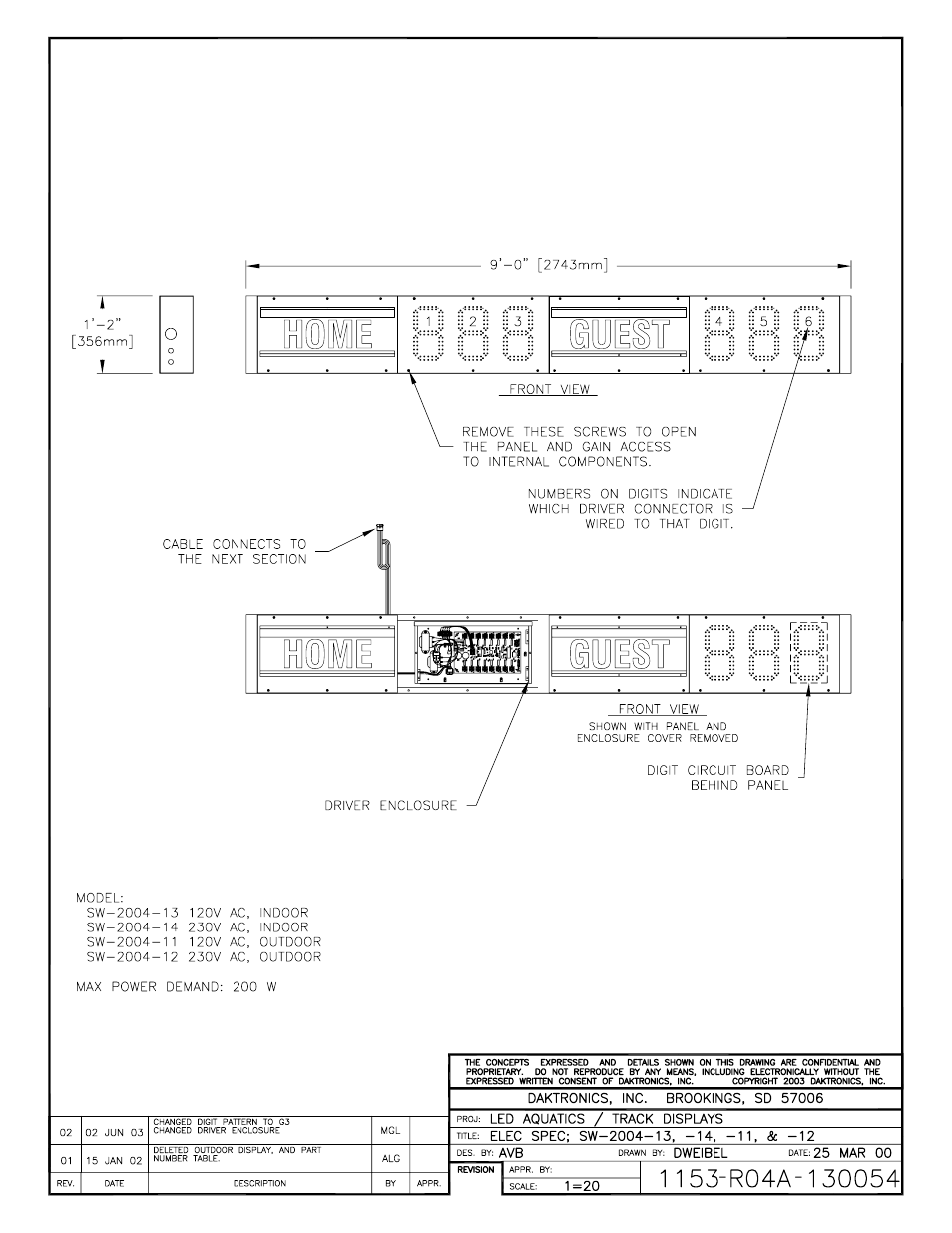 Daktronics LED Aquatics/Track Displays SW-2000 Series 10 Numeric Digit User Manual | Page 46 / 86