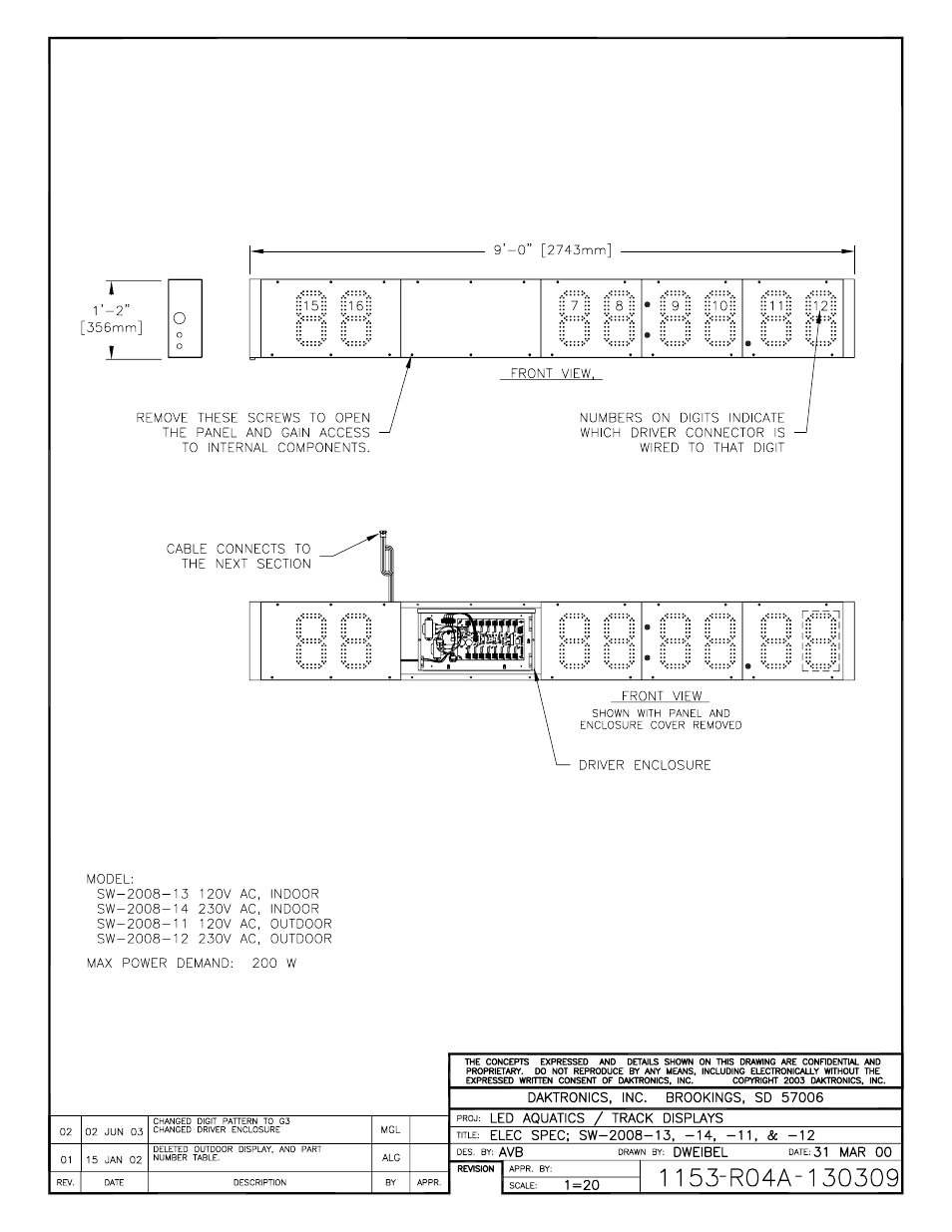 Daktronics LED Aquatics/Track Displays SW-2000 Series 10 Numeric Digit User Manual | Page 51 / 86