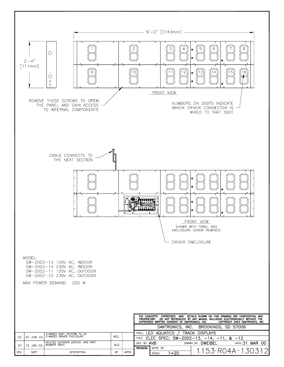 Daktronics LED Aquatics/Track Displays SW-2000 Series 10 Numeric Digit User Manual | Page 52 / 86