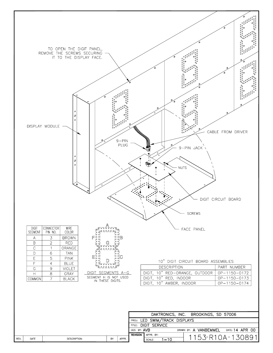 Daktronics LED Aquatics/Track Displays SW-2000 Series 10 Numeric Digit User Manual | Page 64 / 86