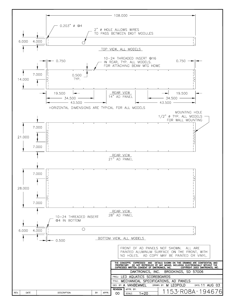 Daktronics LED Aquatics/Track Displays SW-2000 Series 10 Numeric Digit User Manual | Page 76 / 86