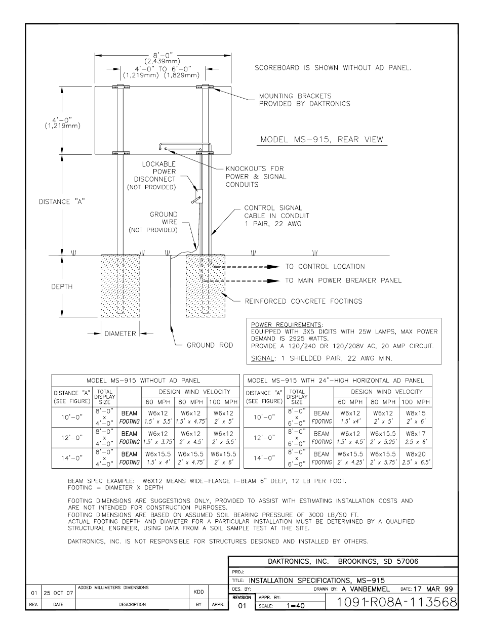 Daktronics Single Section DistaView Outdoor LED Scoreboards Generation IV User Manual | Page 54 / 99