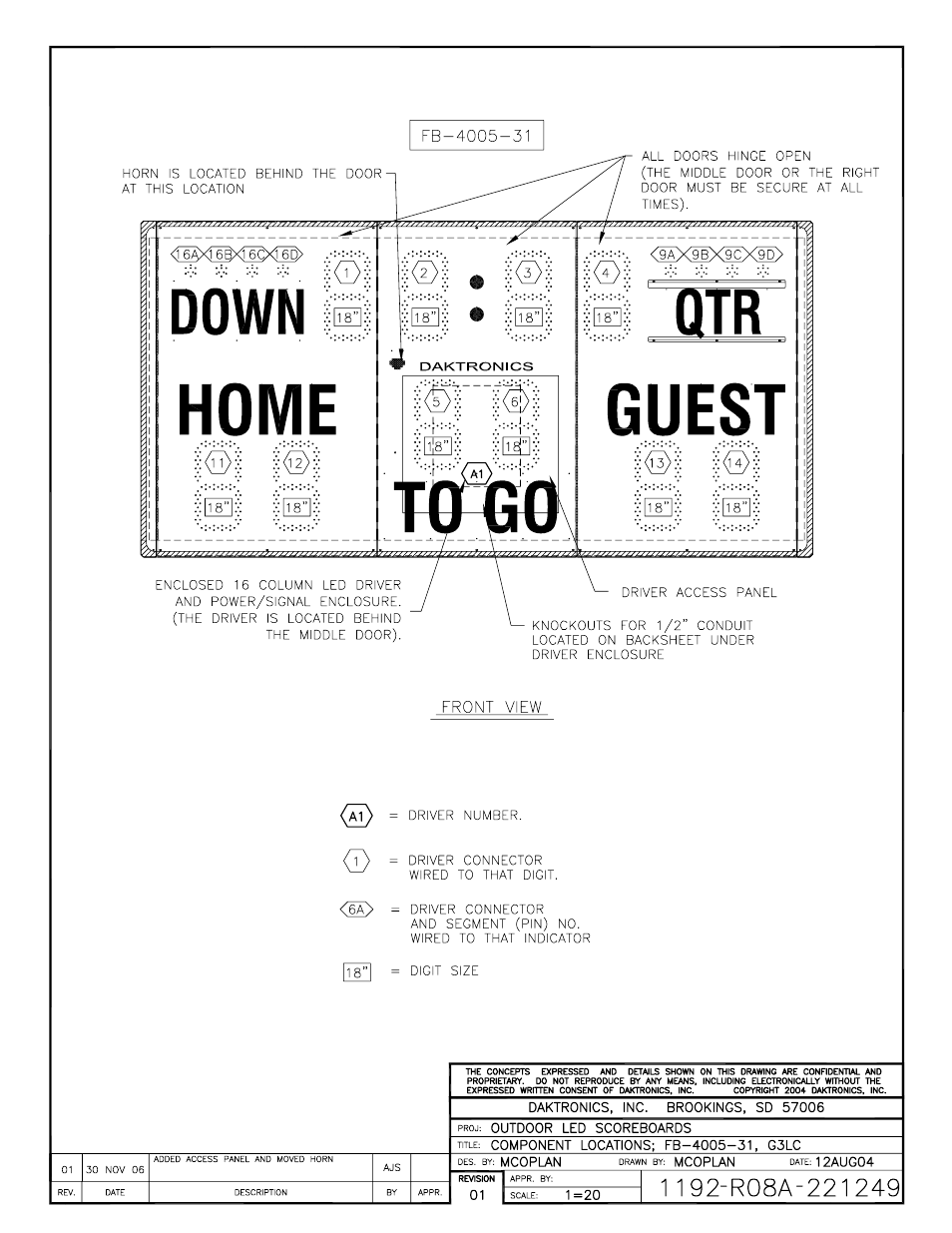 Daktronics Single Section DistaView Outdoor LED Scoreboards Generation IV User Manual | Page 69 / 99