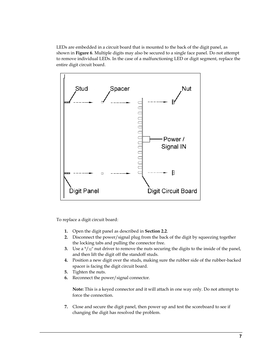 3 replacing digits, Replacing digits, Ns 2.3 | Daktronics Single-Section Outdoor LED Scoreboards User Manual | Page 13 / 46