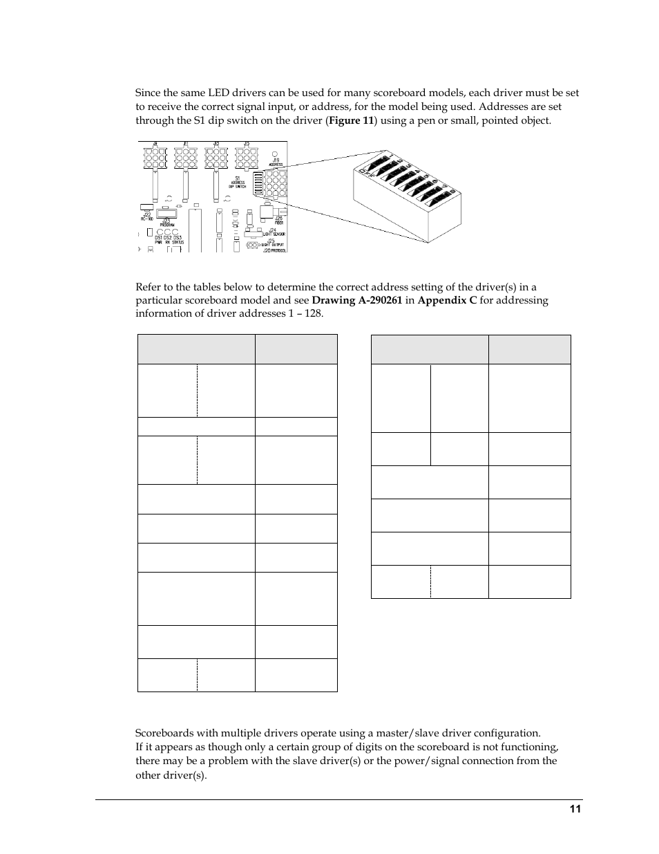 Setting the driver address, Multiple drivers | Daktronics Single-Section Outdoor LED Scoreboards User Manual | Page 17 / 46