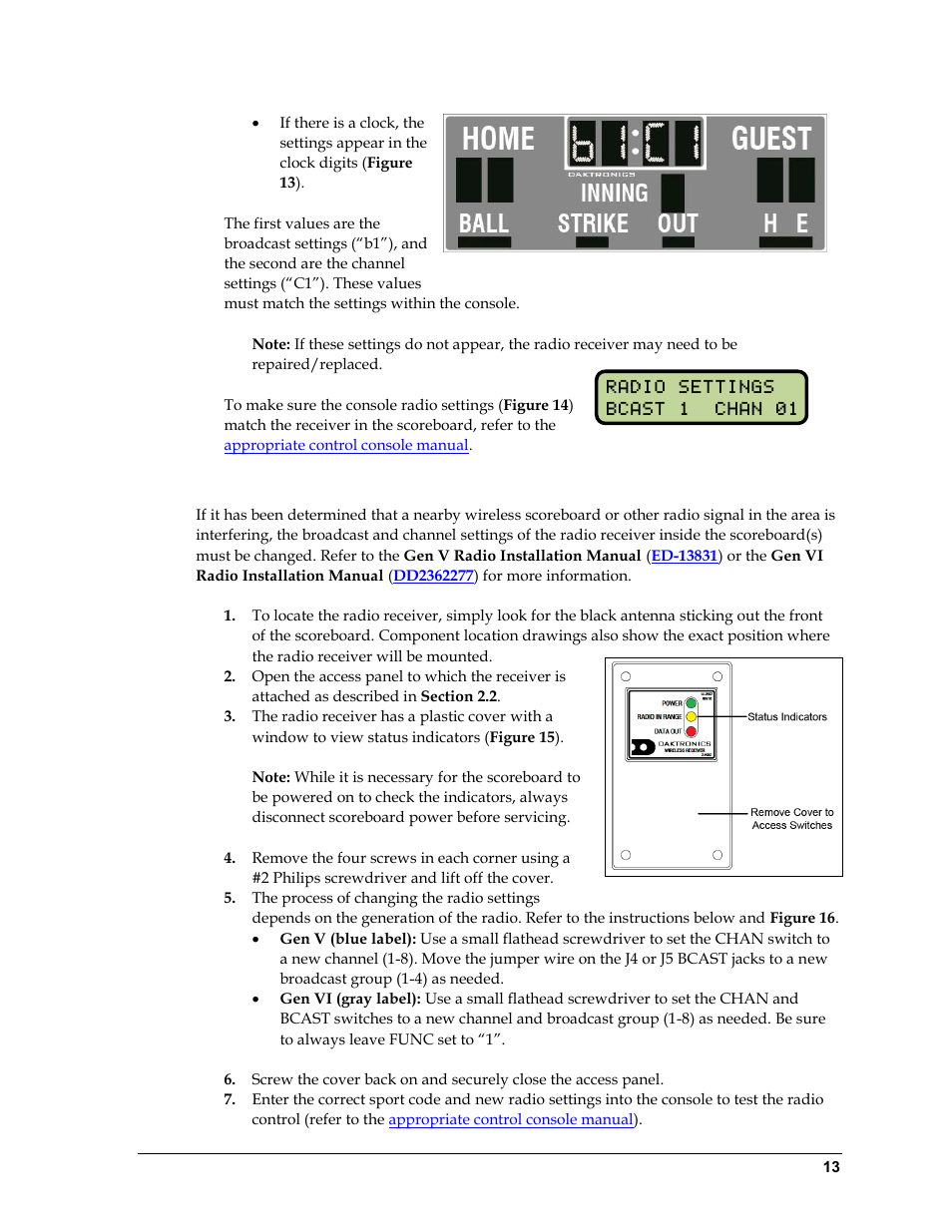 Radio interference | Daktronics Single-Section Outdoor LED Scoreboards User Manual | Page 19 / 46