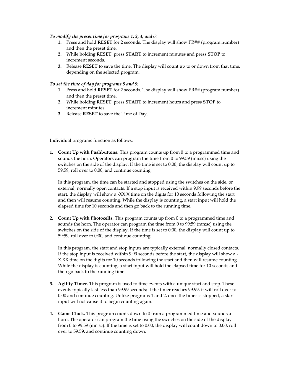 3 program operations, Program operations | Daktronics TI-2022 Portable LED Timer User Manual | Page 16 / 32