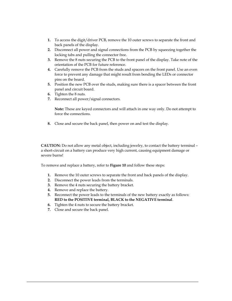 2 replacing the digit/driver printed circuit board, 3 replacing batteries, Replacing the digit/driver printed circuit board | Replacing batteries | Daktronics TI-2022 Portable LED Timer User Manual | Page 20 / 32