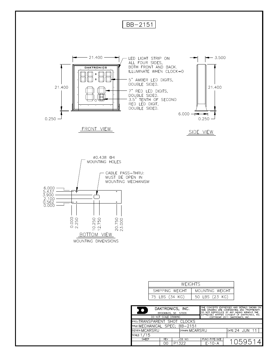 Daktronics BB-2140 Transparent Shot Clock User Manual | Page 39 / 48