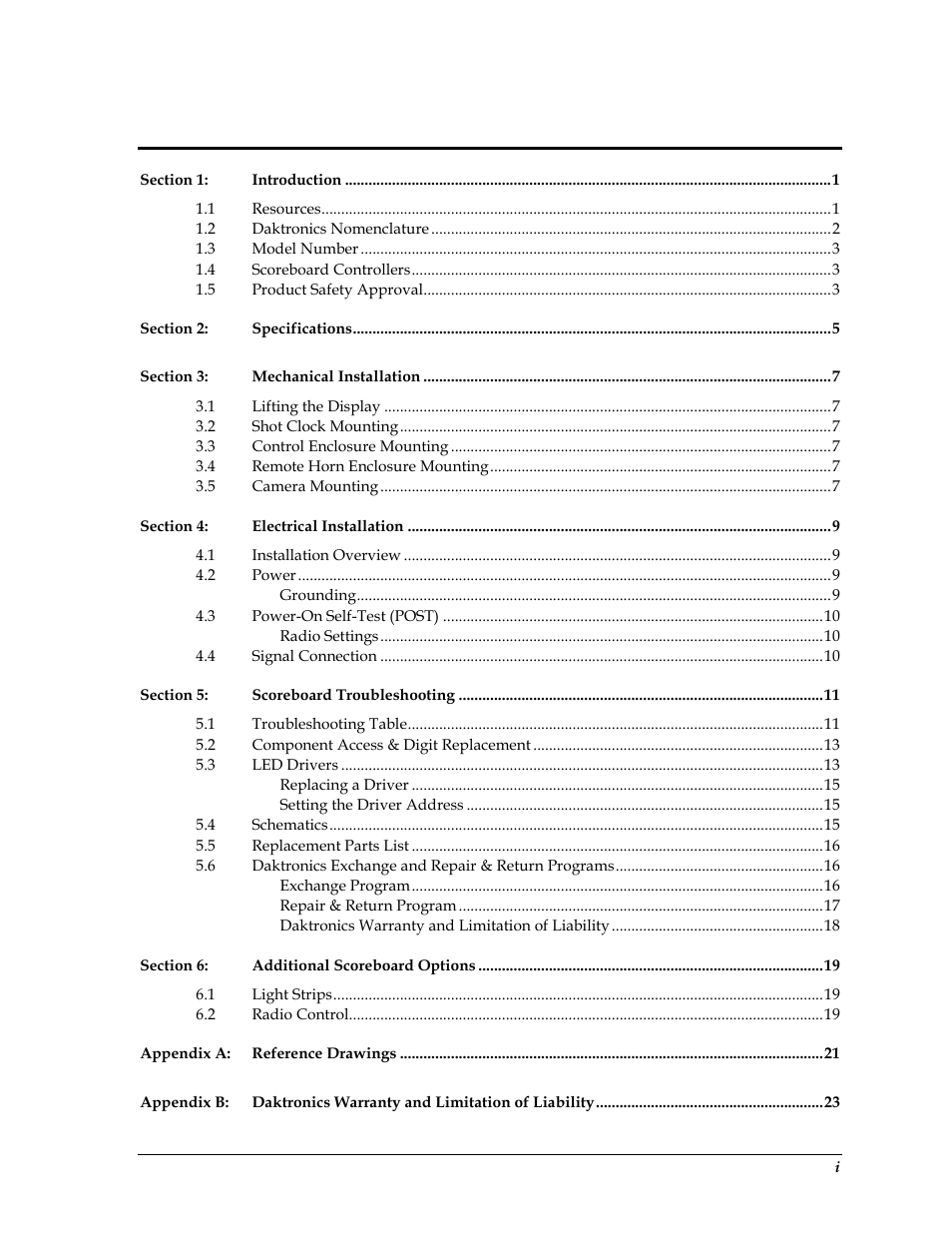 Daktronics BB-2140 Transparent Shot Clock User Manual | Page 5 / 48