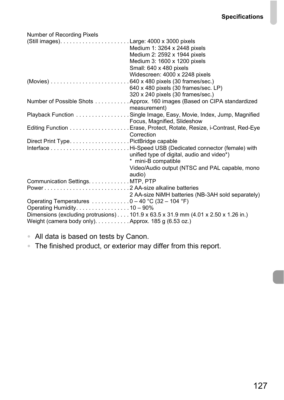 Canon A2100 IS User Manual | Page 127 / 131