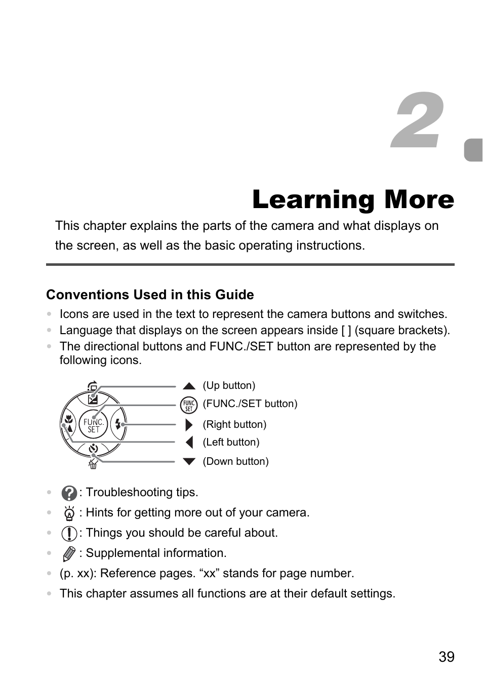 Learning more, 2 learning more | Canon A2100 IS User Manual | Page 39 / 131