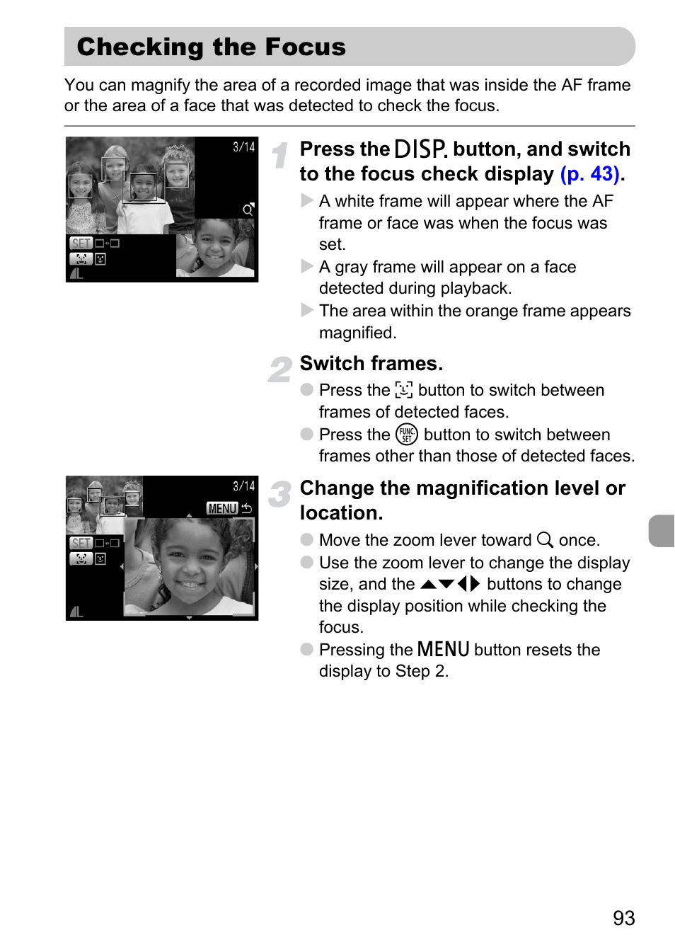 Checking the focus, P. 93) | Canon A2100 IS User Manual | Page 93 / 131