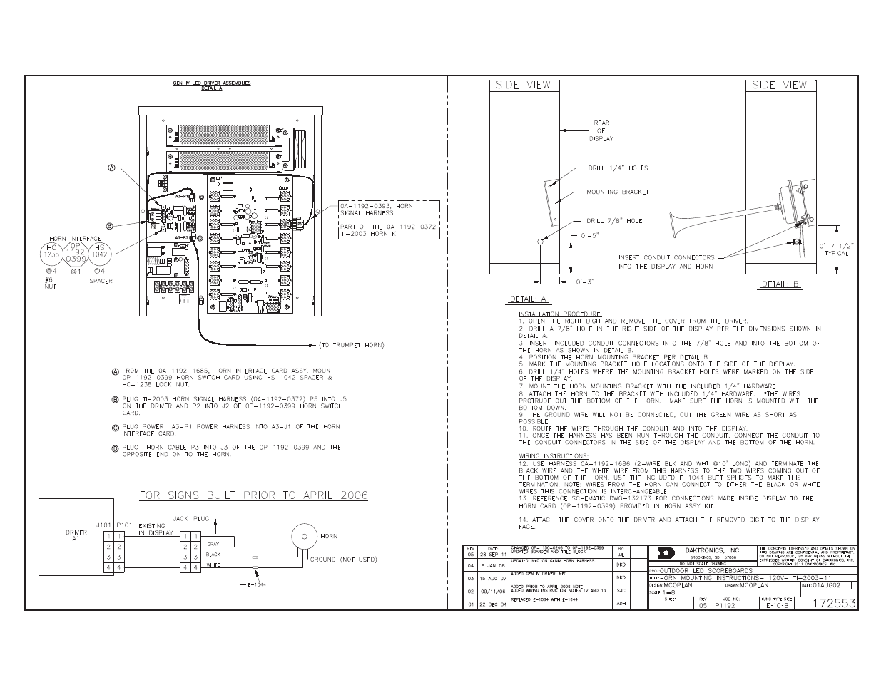 Signal out | Daktronics Scoreboard Trumpet Horn User Manual | Page 32 / 50