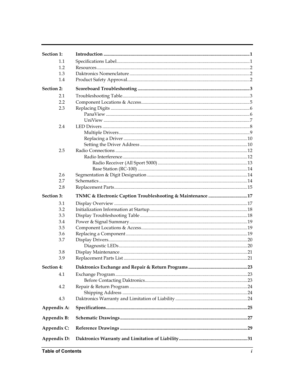 Daktronics Tuff Sport Indoor LED Scoreboards User Manual | Page 5 / 40