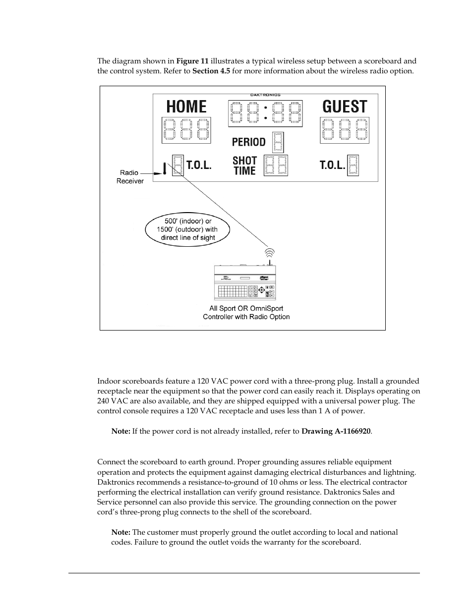 2 indoor scoreboard power, Grounding, Indoor scoreboard power | Daktronics WP-2101 Water Polo LED Scoreboard User Manual | Page 15 / 52
