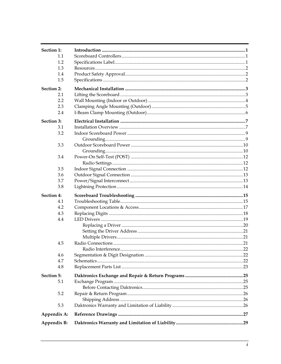 Daktronics WP-2101 Water Polo LED Scoreboard User Manual | Page 5 / 52