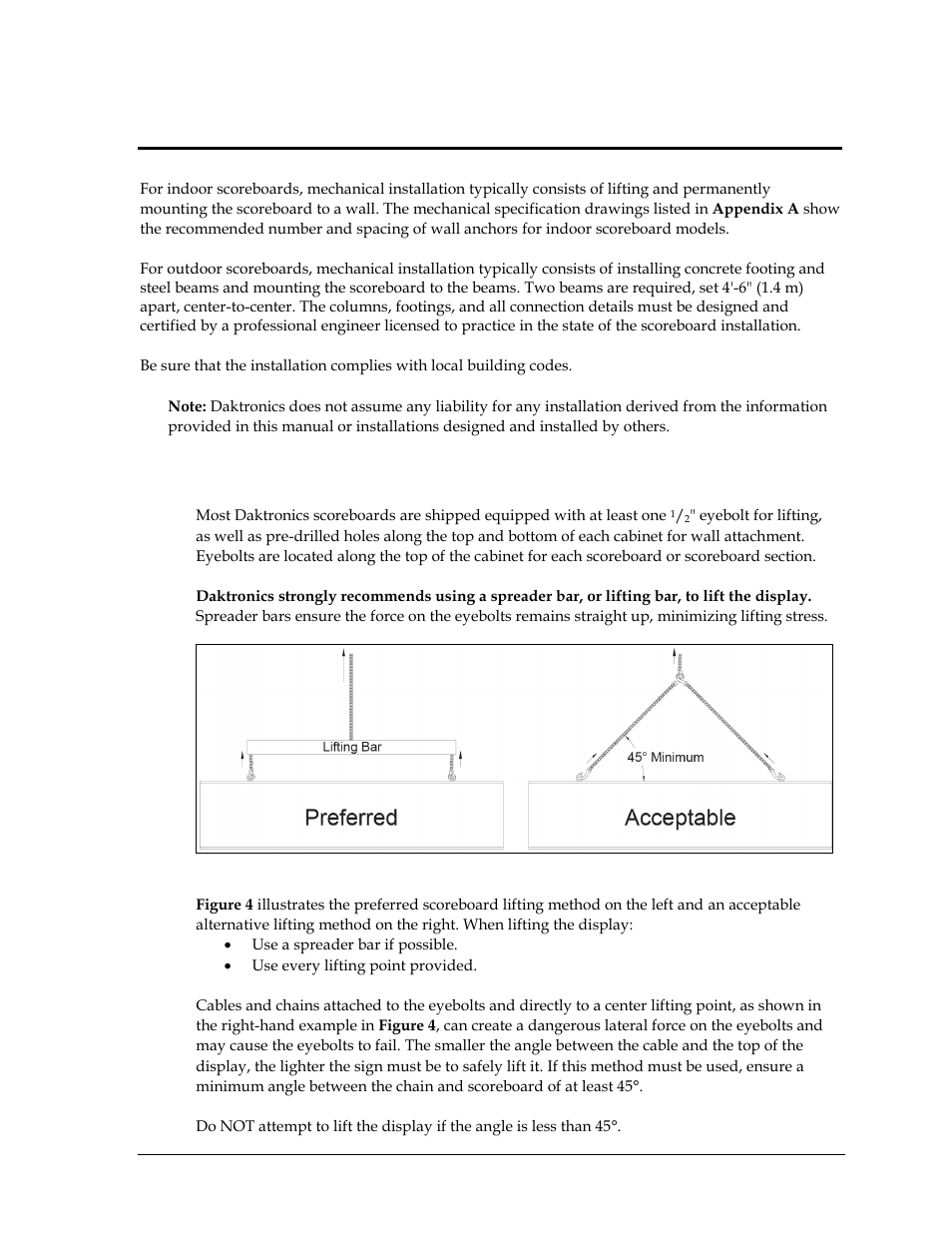 Section 2: mechanical installation, 1 lifting the scoreboard, Section 2 | Mechanical installation, Lifting the scoreboard | Daktronics WP-2101 Water Polo LED Scoreboard User Manual | Page 9 / 52