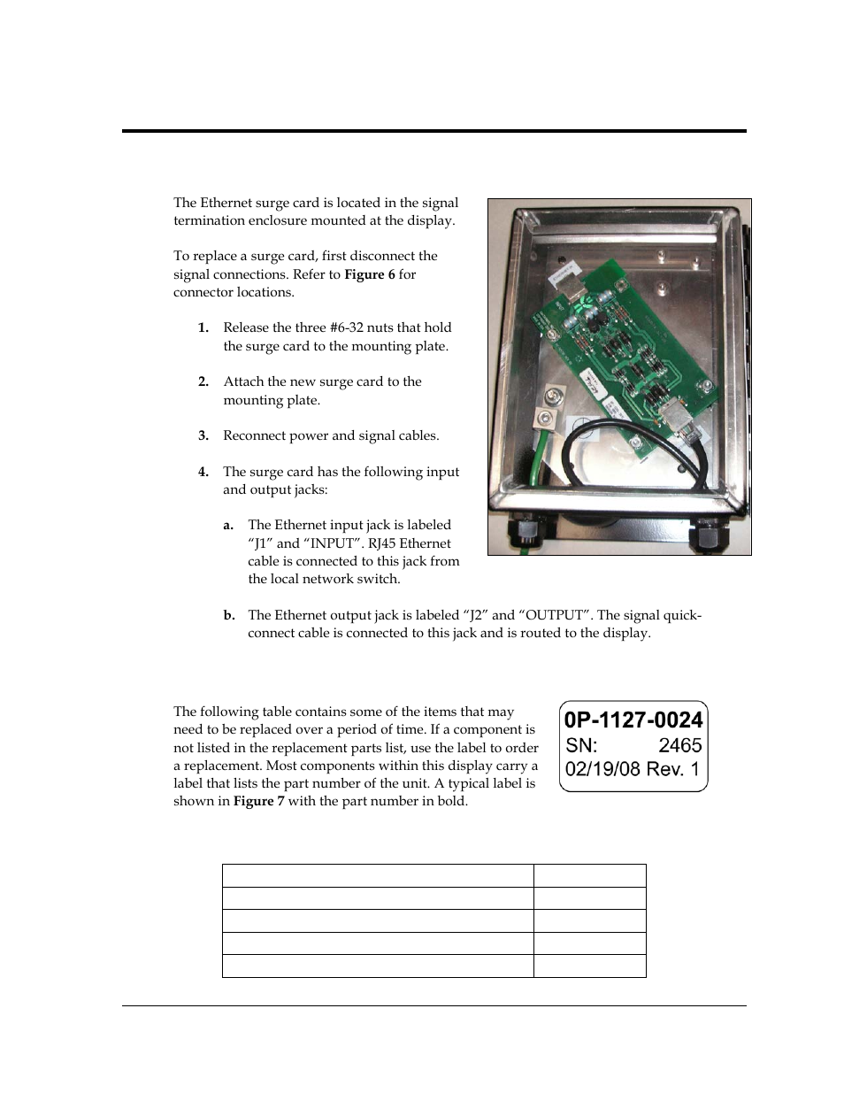 Section 3: maintenance, 1 replacement of the surge card, 2 replacement parts list | Section 3, Maintenance, Replacement of the surge card, Replacement parts list | Daktronics Ethernet Communication User Manual | Page 13 / 15