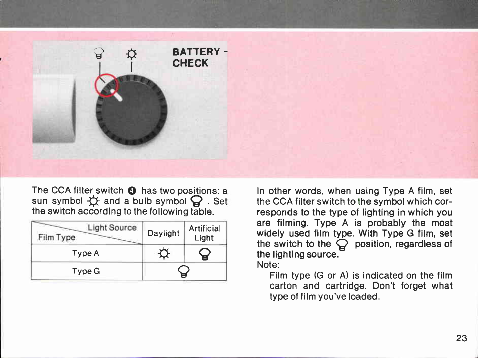 Main switch, Battery n check 50 | Canon AF310XL User Manual | Page 23 / 66