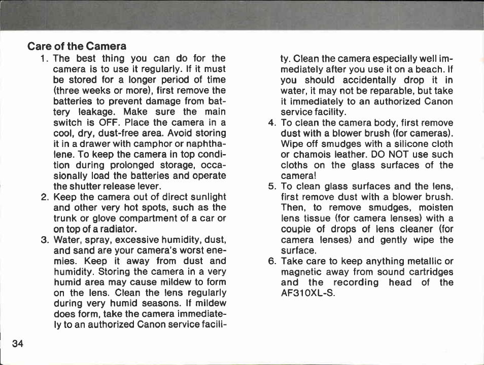 Battery 1 check, 1 2. setting the cca filter switch, Setting the cca filter switch | Canon AF310XL User Manual | Page 34 / 66