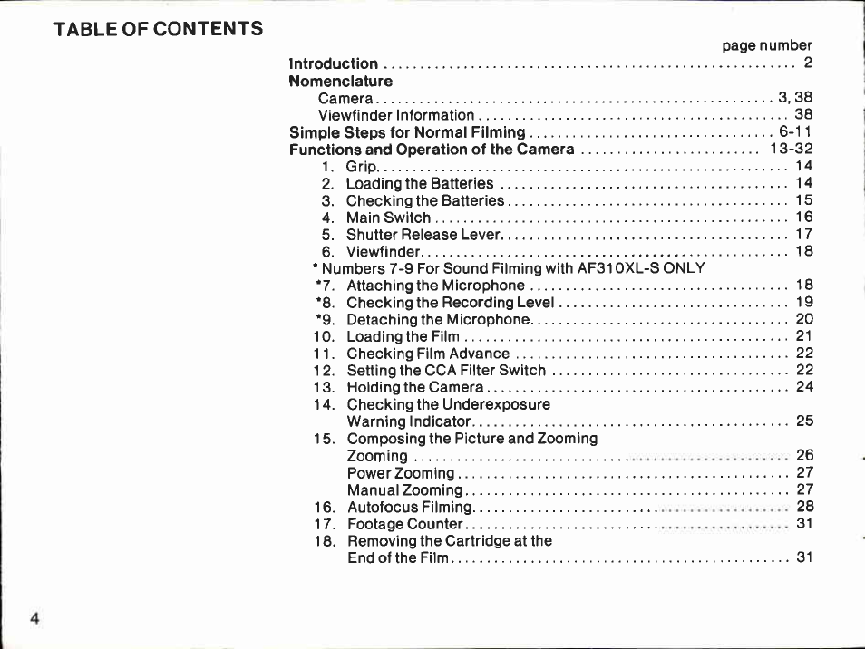 Canon AF310XL User Manual | Page 4 / 66
