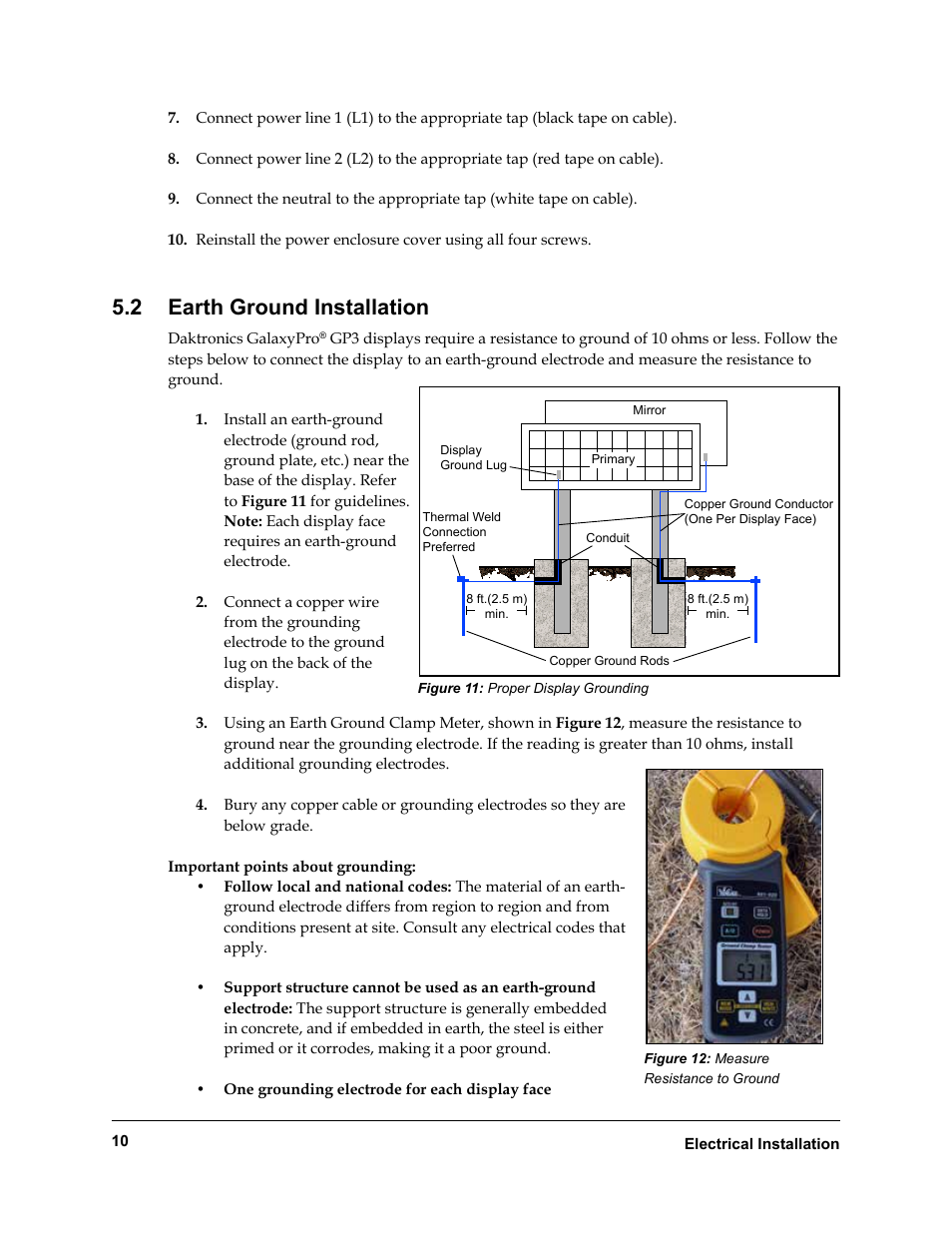 Earth ground installation, 2 earth ground installation | Daktronics Rear-Ventilated GalaxyPro GP3 Series User Manual | Page 15 / 42