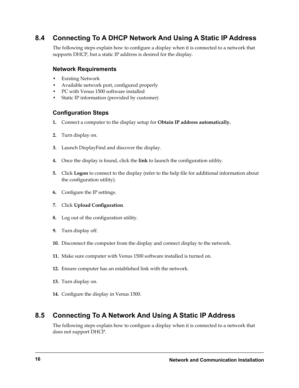 Network requirements, Configuration steps | Daktronics Rear-Ventilated GalaxyPro GP3 Series User Manual | Page 21 / 42