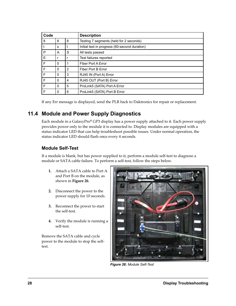 Module and power supply diagnostics, Module self-test, 4 module and power supply diagnostics | Daktronics Rear-Ventilated GalaxyPro GP3 Series User Manual | Page 33 / 42
