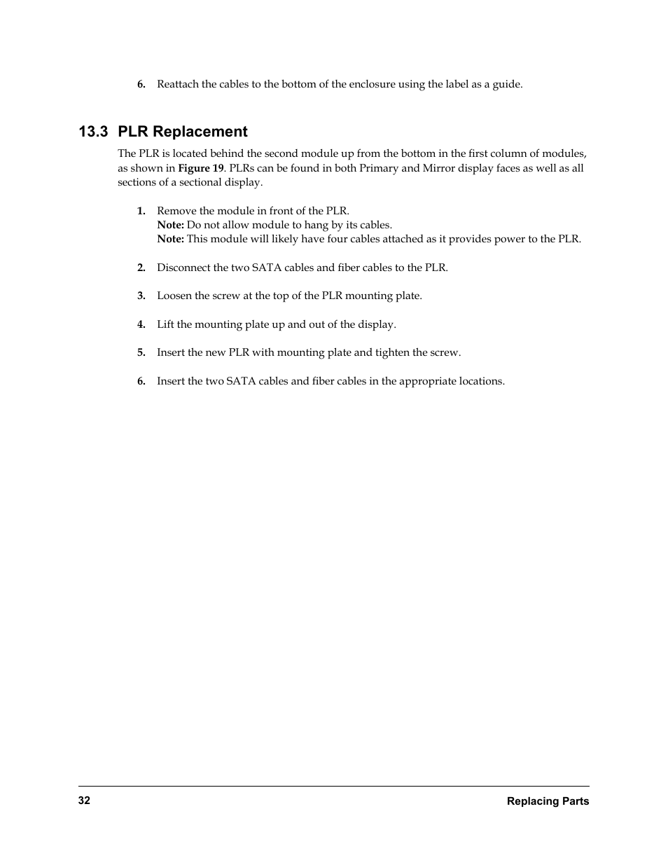 Plr replacement, 3 plr replacement | Daktronics Rear-Ventilated GalaxyPro GP3 Series User Manual | Page 37 / 42