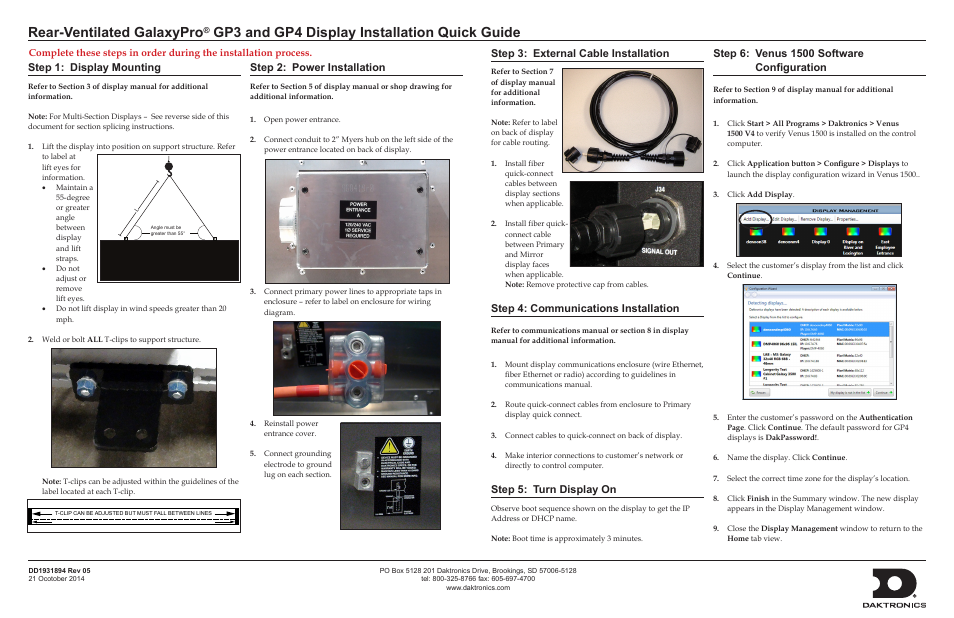 Daktronics Rear-Ventilated GalaxyPro GP3 and GP4 Display User Manual | 2 pages