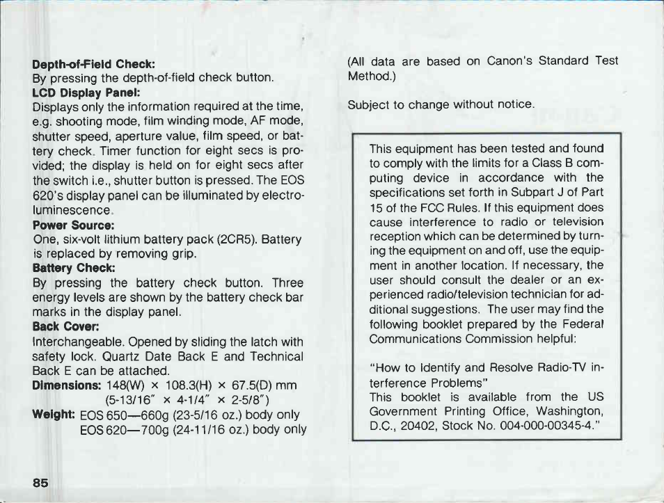 Canon EOS 620 User Manual | Page 87 / 150