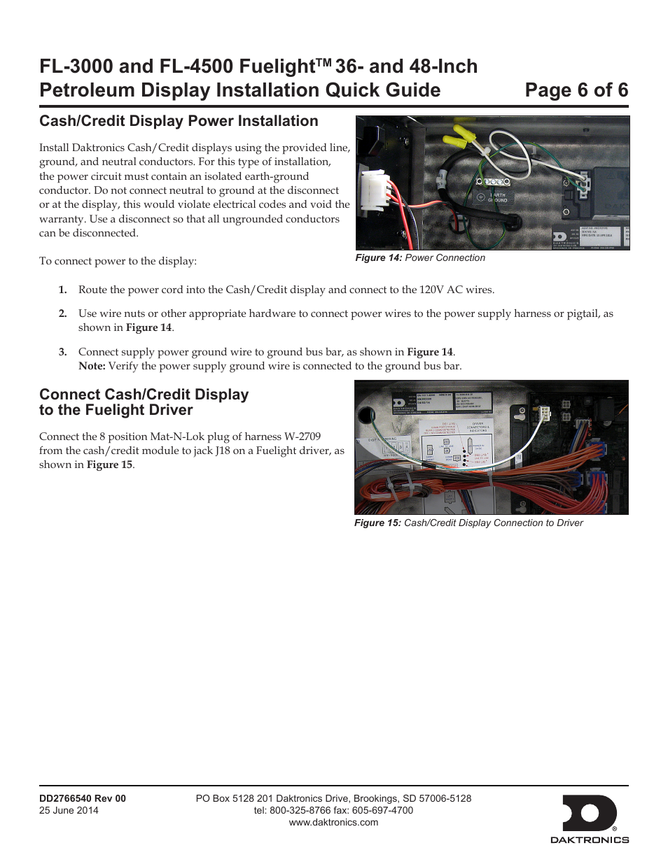 Daktronics FL-3000 and FL-4500 FuelightTM 36- and 48-Inch Petroleum Display User Manual | Page 6 / 6